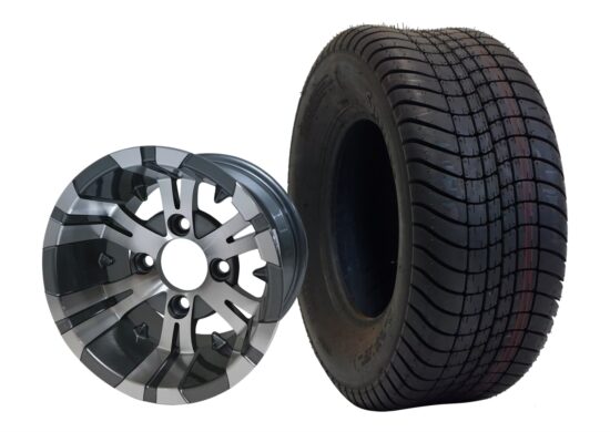 BNDL-TR1012-WH1021-CC0001-LN – SGC 10" Vampire Machined/Gunmetal Wheel - Aluminum Alloy / STEELENG 205/65-10 Comfort Ride Street Tire DOT approved