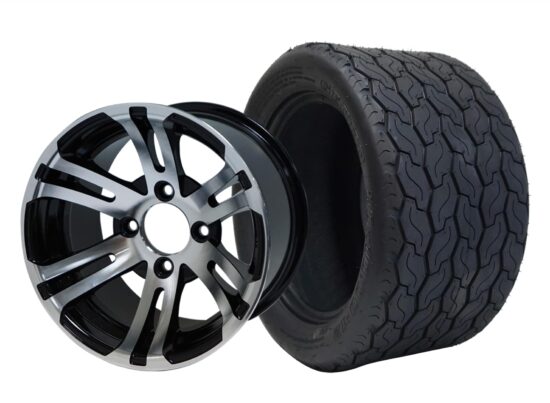 BNDL-TR1201-WH1202-CC0001-LN – SGC 12" Bulldog Machined/Black Wheel - Aluminum Alloy / STEELENG 20"x10"-12" GECKO Street Tire