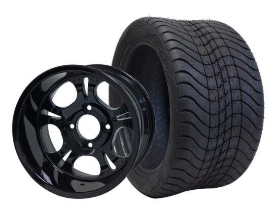 BNDL-TR1211-WH1203-CC0002-LN – SGC 12" Darkside Glossy Black Wheel - Aluminum Alloy / STEELENG 215/40-12 Low Profile Tire DOT Approved