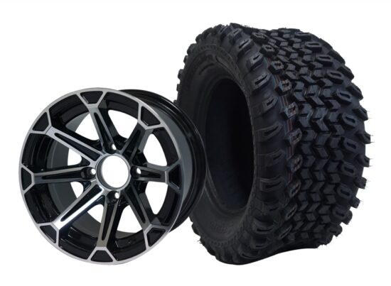 BNDL-TR1205-WH1204-CC0001-LN – SGC 12" Fang Machined/Black Wheel - Aluminum Alloy / STEELENG 23″x10.5″-12″ All Terrain Tire