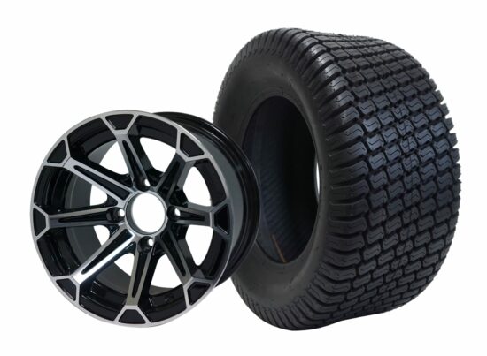 BNDL-TR1206-WH1204-CC0001-LN – SGC 12" Fang Machined/Black Wheel - Aluminum Alloy / STEELENG 23″x10.5″-12″ Turf Tire