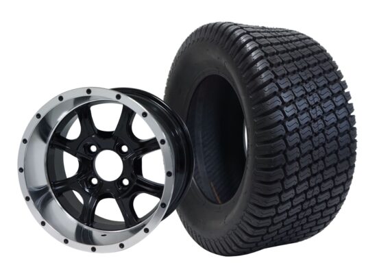 BNDL-TR1206-WH1205-CC0001-LN – SGC 12" Ghost Machined/Black Wheel - Aluminum Alloy / STEELENG 23″x10.5″-12″ Turf Tire