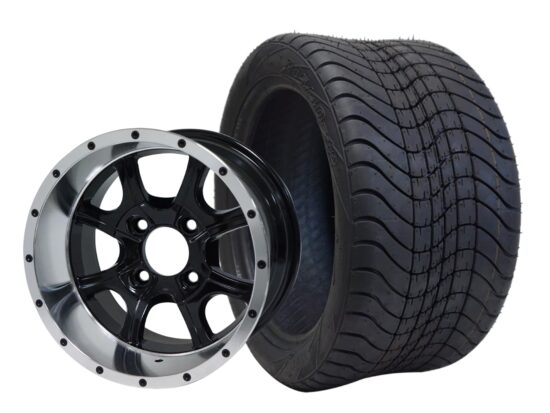 BNDL-TR1211-WH1205-CC0001-LN – SGC 12" Ghost Machined/Black Wheel - Aluminum Alloy / STEELENG 215/40-12 Low Profile Tire DOT Approved