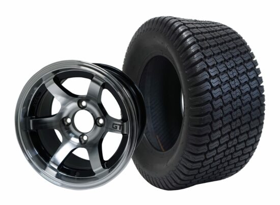 BNDL-TR1206-WH1209-CC0001-LN – SGC 12" GT Machined/Black Wheel - Aluminum Alloy / STEELENG 23″x10.5″-12″ Turf Tire