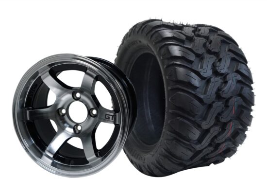 BNDL-TR1209-WH1209-CC0001-LN – SGC 12" GT Machined/Black Wheel - Aluminum Alloy / STEELENG 22″x11″-12″ Mud Terrain / All Terrain Tire DOT Approved