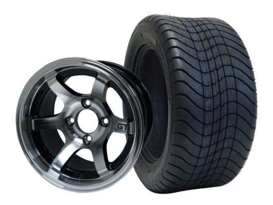 BNDL-TR1213-WH1209-CC0001-LN – SGC 12" GT Machined/Black Wheel - Aluminum Alloy / STEELENG 215/50-12 Comfort Ride Street Tire DOT Approved