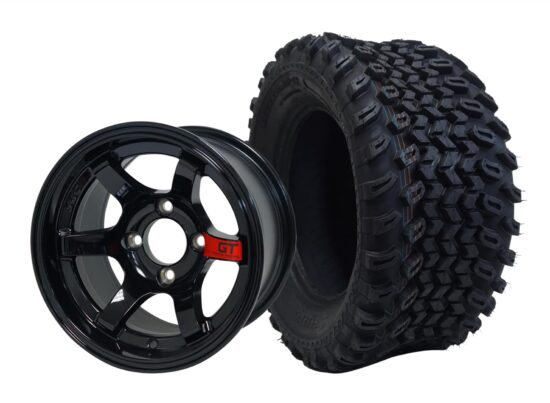 BNDL-TR1205-WH1210-CC0005-LN – SGC 12" GT Glossy Black Wheel - Aluminum Alloy / STEELENG 23″x10.5″-12″ All Terrain Tire