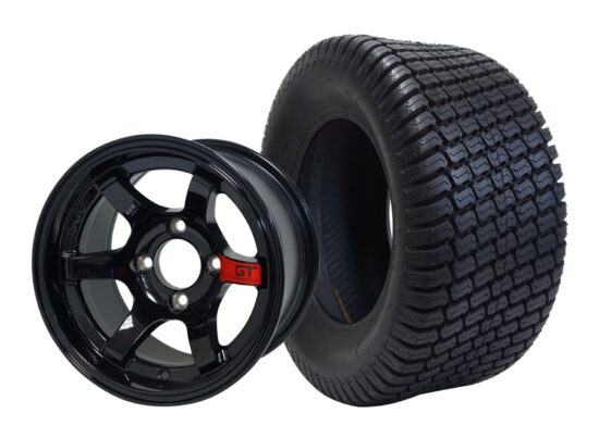 BNDL-TR1206-WH1210-CC0005-LN – SGC 12" GT Glossy Black Wheel - Aluminum Alloy / STEELENG 23″x10.5″-12″ Turf Tire