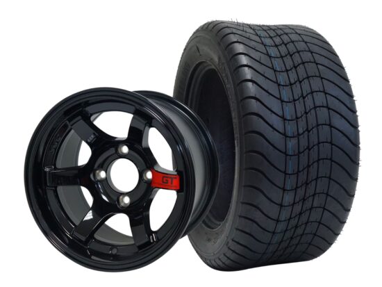 BNDL-TR1213-WH1210-CC0005-LN – SGC 12" GT Glossy Black Wheel - Aluminum Alloy / STEELENG 215/50-12 Comfort Ride Street Tire DOT Approved