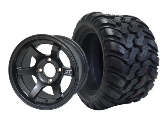 BNDL-TR1209-WH1211-CC0002-LN – SGC 12" GT Machined/Gunmetal Wheel - Aluminum Alloy / STEELENG 22″x11″-12″ Mud Terrain / All Terrain Tire DOT Approved