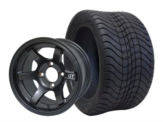 BNDL-TR1211-WH1211-CC0002-LN – SGC 12" GT Machined/Gunmetal Wheel - Aluminum Alloy / STEELENG 215/40-12 Low Profile Tire DOT Approved
