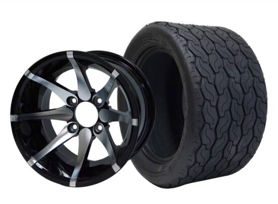 BNDL-TR1201-WH1212-CC0001-LN – SGC 12" Kraken Machined/Black Wheel - Aluminum Alloy / STEELENG 20"x10"-12" GECKO Street Tire