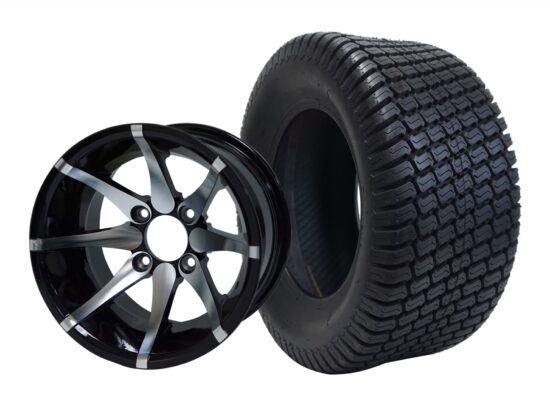 BNDL-TR1206-WH1212-CC0001-LN – SGC 12" Kraken Machined/Black Wheel - Aluminum Alloy / STEELENG 23″x10.5″-12″ Turf Tire