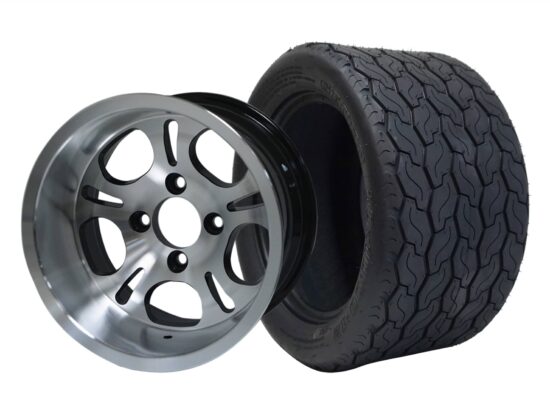 BNDL-TR1201-WH1213-CC0001-LN – SGC 12" Lightside Machined/Black Wheel - Aluminum Alloy / STEELENG 20"x10"-12" GECKO Street Tire