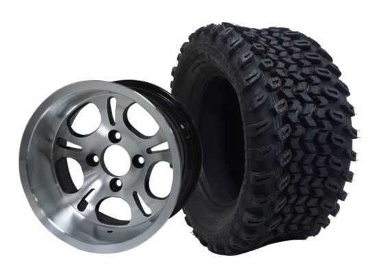 BNDL-TR1205-WH1213-CC0001-LN – SGC 12" Lightside Machined/Black Wheel - Aluminum Alloy / STEELENG 23″x10.5″-12″ All Terrain Tire