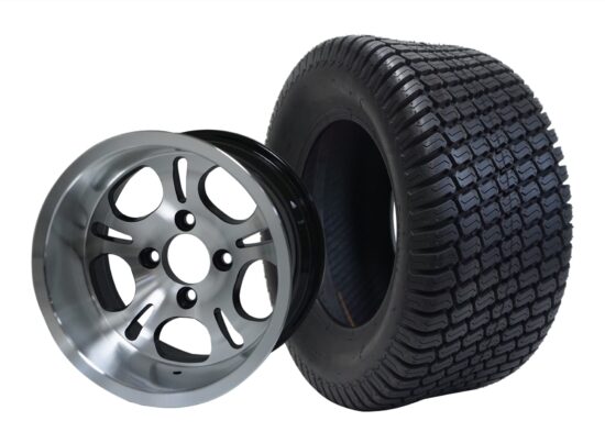 BNDL-TR1206-WH1213-CC0001-LN – SGC 12" Lightside Machined/Black Wheel - Aluminum Alloy / STEELENG 23″x10.5″-12″ Turf Tire