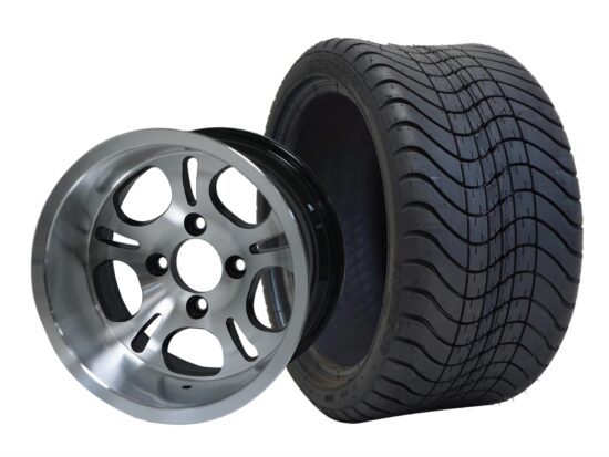 BNDL-TR1212-WH1213-CC0001-LN – SGC 12" Lightside Machined/Black Wheel - Aluminum Alloy / STEELENG 215/35-12 Low Profile Tire