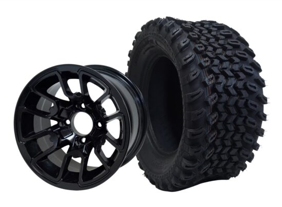 BNDL-TR1205-WH1214-CC0002-LN – SGC 12" Lizard Glossy Black Wheel - Aluminum Alloy / STEELENG 23″x10.5″-12″ All Terrain Tire