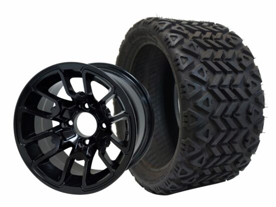 BNDL-TR1207-WH1214-CC0002-LN – SGC 12" Lizard Glossy Black Wheel - Aluminum Alloy / STEELENG 20″x10″-12″ All Terrain Tire DOT approved