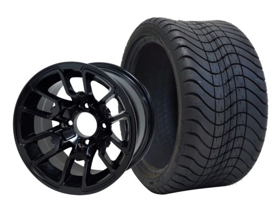 BNDL-TR1212-WH1214-CC0002-LN – SGC 12" Lizard Glossy Black Wheel - Aluminum Alloy / STEELENG 215/35-12 Low Profile Tire