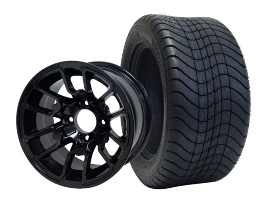 BNDL-TR1213-WH1214-CC0002-LN – SGC 12" Lizard Glossy Black Wheel - Aluminum Alloy / STEELENG 215/50-12 Comfort Ride Street Tire DOT Approved
