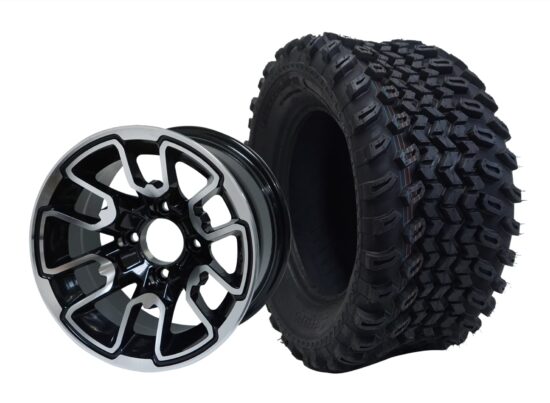 BNDL-TR1205-WH1215-CC0001-LN – SGC 12" Lizard Machined/Black Wheel - Aluminum Alloy / STEELENG 23″x10.5″-12″ All Terrain Tire