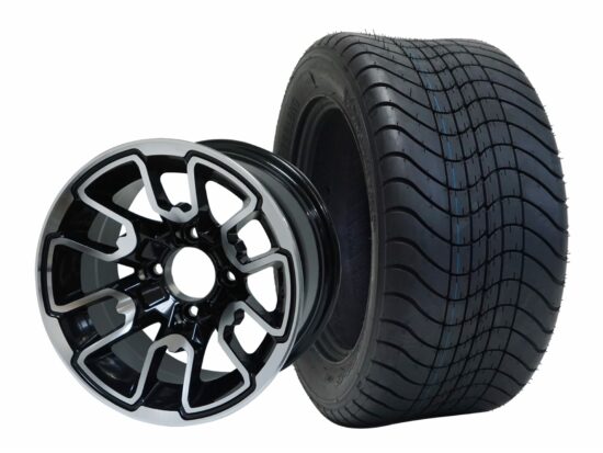BNDL-TR1213-WH1215-CC0001-LN – SGC 12" Lizard Machined/Black Wheel - Aluminum Alloy / STEELENG 215/50-12 Comfort Ride Street Tire DOT Approved