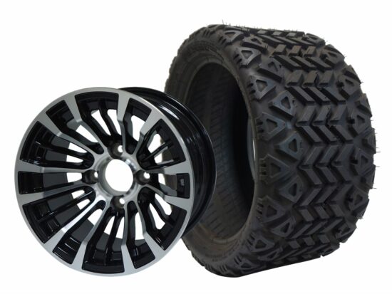 BNDL-TR1207-WH1216-CC0001-LN – SGC 12" Matador Machined/Black Wheel - Aluminum Alloy / STEELENG 20″x10″-12″ All Terrain Tire DOT approved