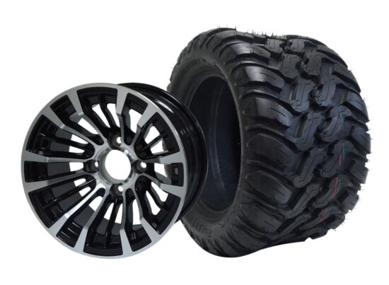 BNDL-TR1209-WH1216-CC0001-LN – SGC 12" Matador Machined/Black Wheel - Aluminum Alloy / STEELENG 22″x11″-12″ Mud Terrain / All Terrain Tire DOT Approved