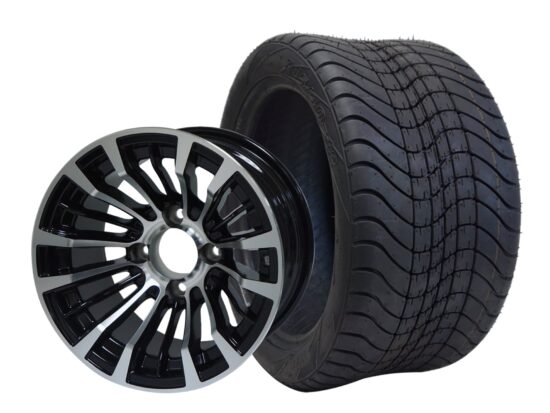 BNDL-TR1211-WH1216-CC0001-LN – SGC 12" Matador Machined/Black Wheel - Aluminum Alloy / STEELENG 215/40-12 Low Profile Tire DOT Approved