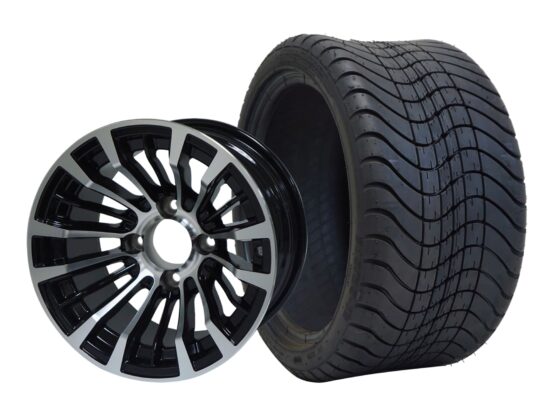 BNDL-TR1212-WH1216-CC0001-LN – SGC 12" Matador Machined/Black Wheel - Aluminum Alloy / STEELENG 215/35-12 Low Profile Tire