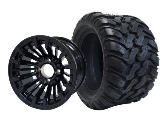BNDL-TR1209-WH1218-CC0002-LN – SGC 12" Matador Glossy Black Wheel - Aluminum Alloy / STEELENG 22″x11″-12″ Mud Terrain / All Terrain Tire DOT Approved