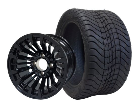BNDL-TR1211-WH1218-CC0002-LN – SGC 12" Matador Glossy Black Wheel - Aluminum Alloy / STEELENG 215/40-12 Low Profile Tire DOT Approved