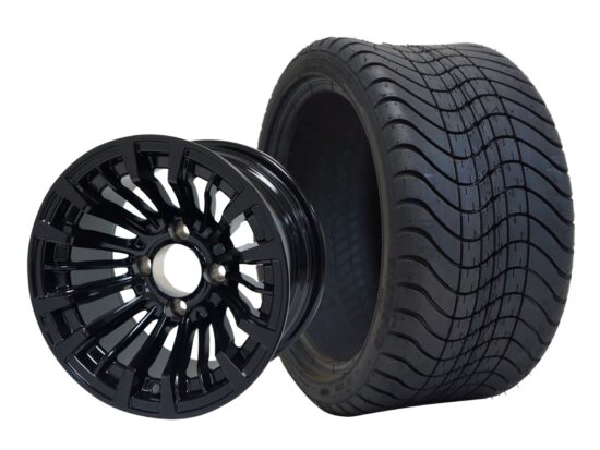 BNDL-TR1212-WH1218-CC0002-LN – SGC 12" Matador Glossy Black Wheel - Aluminum Alloy / STEELENG 215/35-12 Low Profile Tire