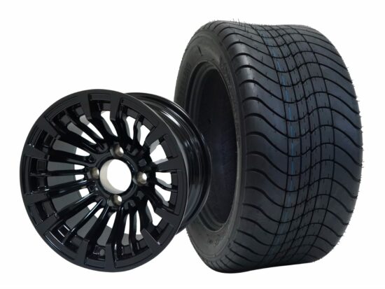 BNDL-TR1213-WH1218-CC0002-LN – SGC 12" Matador Glossy Black Wheel - Aluminum Alloy / STEELENG 215/50-12 Comfort Ride Street Tire DOT Approved