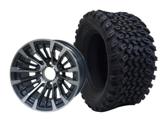 BNDL-TR1205-WH1219-CC0001-LN – SGC 12" Matador Machined/Gunmetal Wheel - Aluminum Alloy / STEELENG 23″x10.5″-12″ All Terrain Tire