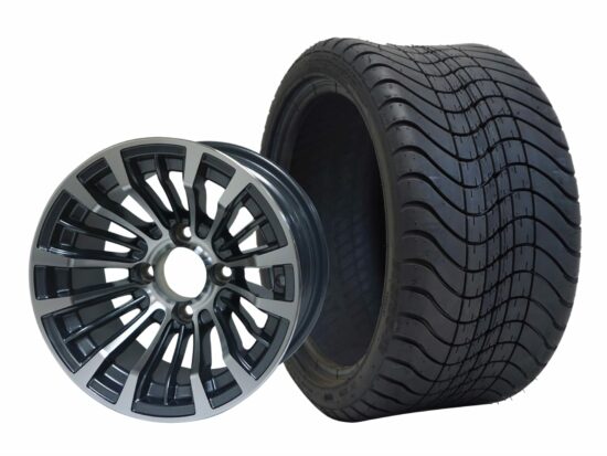 BNDL-TR1212-WH1219-CC0001-LN – SGC 12" Matador Machined/Gunmetal Wheel - Aluminum Alloy / STEELENG 215/35-12 Low Profile Tire
