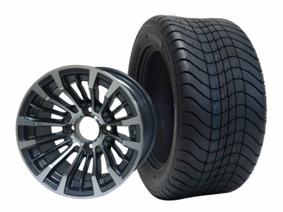 BNDL-TR1213-WH1219-CC0001-LN – SGC 12" Matador Machined/Gunmetal Wheel - Aluminum Alloy / STEELENG 215/50-12 Comfort Ride Street Tire DOT Approved