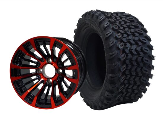 BNDL-TR1205-WH1220-CC0005-LN – SGC 12" Matador Red/Black Wheel - Aluminum Alloy / STEELENG 23″x10.5″-12″ All Terrain Tire