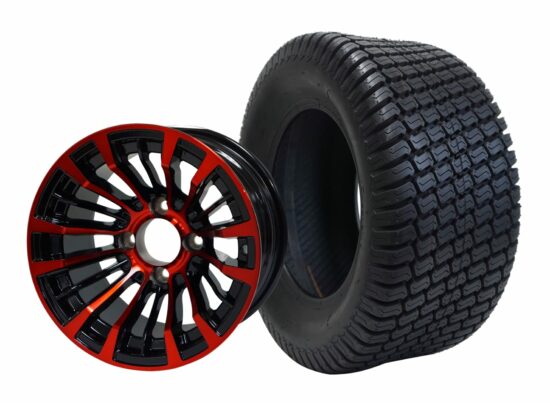 BNDL-TR1206-WH1220-CC0005-LN – SGC 12" Matador Red/Black Wheel - Aluminum Alloy / STEELENG 23″x10.5″-12″ Turf Tire