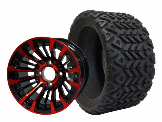 BNDL-TR1207-WH1220-CC0005-LN – SGC 12" Matador Red/Black Wheel - Aluminum Alloy / STEELENG 20″x10″-12″ All Terrain Tire DOT approved