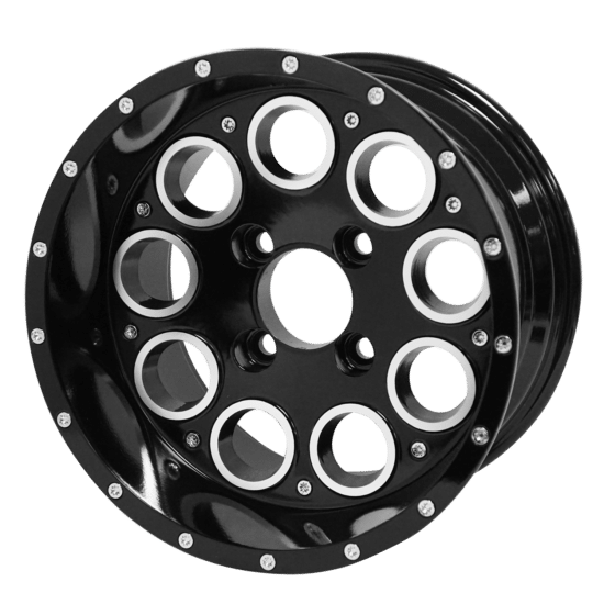 BNDL-TR1215-WH1224-CC0002-LN – SGC 12" Pioneer Glossy Black Wheel - Aluminum Alloy / STEELENG 23”x10.5”-12” HELLFIRE Street Tire DOT approved - Image 5