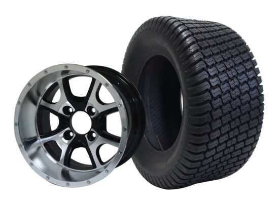 BNDL-TR1206-WH1225-CC0001-LN – SGC 12" Predator Machined/Black Wheel - Aluminum Alloy / STEELENG 23″x10.5″-12″ Turf Tire