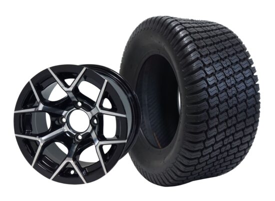 BNDL-TR1206-WH1226-CC0001-LN – SGC 12" Rally Machined/Black Wheel - Aluminum Alloy / STEELENG 23″x10.5″-12″ Turf Tire