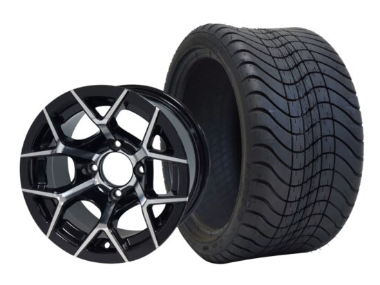BNDL-TR1212-WH1226-CC0001-LN – SGC 12" Rally Machined/Black Wheel - Aluminum Alloy / STEELENG 215/35-12 Low Profile Tire