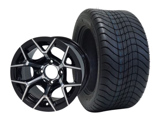 BNDL-TR1213-WH1226-CC0001-LN – SGC 12" Rally Machined/Black Wheel - Aluminum Alloy / STEELENG 215/50-12 Comfort Ride Street Tire DOT Approved