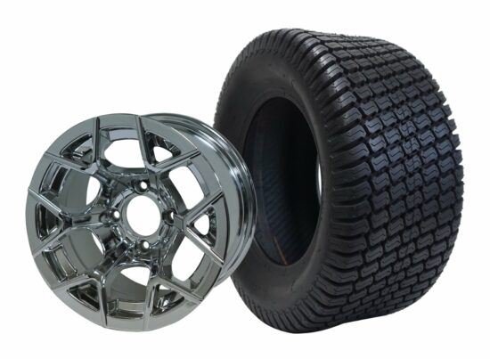 BNDL-TR1206-WH1228-CC0001-LN – SGC 12" Rally Chrome Wheel - Aluminum Alloy / STEELENG 23″x10.5″-12″ Turf Tire
