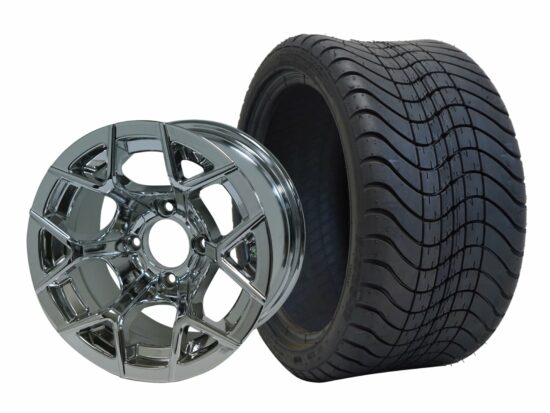 BNDL-TR1212-WH1228-CC0001-LN – SGC 12" Rally Chrome Wheel - Aluminum Alloy / STEELENG 215/35-12 Low Profile Tire
