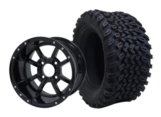 BNDL-TR1205-WH1230-CC0002-LN – SGC 12" Storm Trooper Glossy Black Wheel - Aluminum Alloy / STEELENG 23″x10.5″-12″ All Terrain Tire