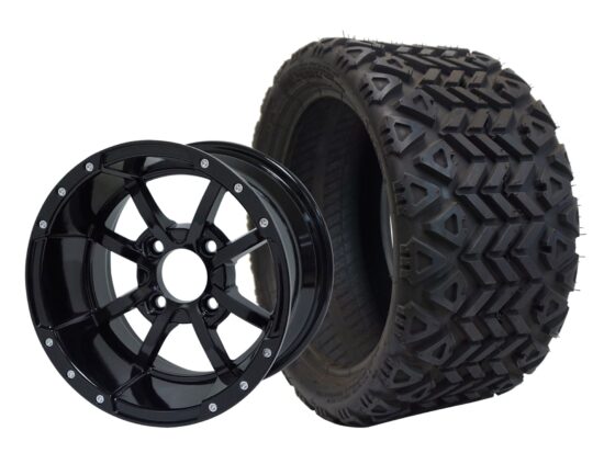 BNDL-TR1207-WH1230-CC0002-LN – SGC 12" Storm Trooper Glossy Black Wheel - Aluminum Alloy / STEELENG 20″x10″-12″ All Terrain Tire DOT approved